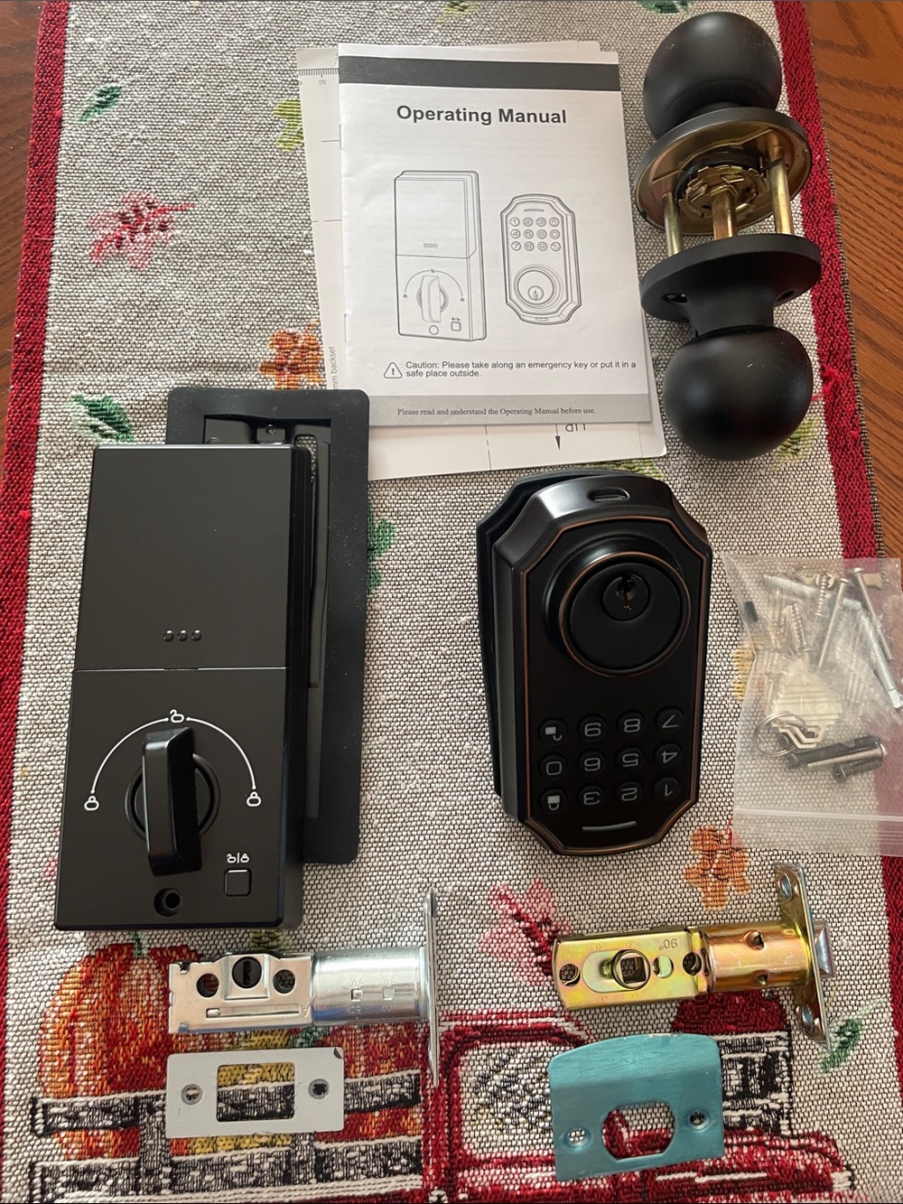 Keyless Electronic Deadbolt and Door Hardware - Black and Bronze